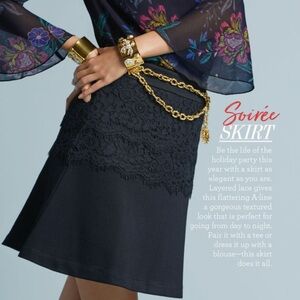 💚5/$25 💚 CAbi Soirée Black Lace A-Line Skirt Sz 6